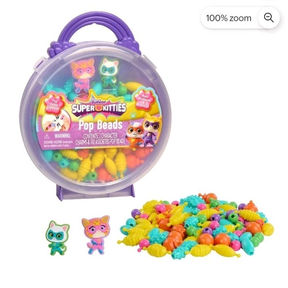 Disney Junior SuperKitties Pop Beads Jewelry Kit 125 Pop Beads 3Character Charms